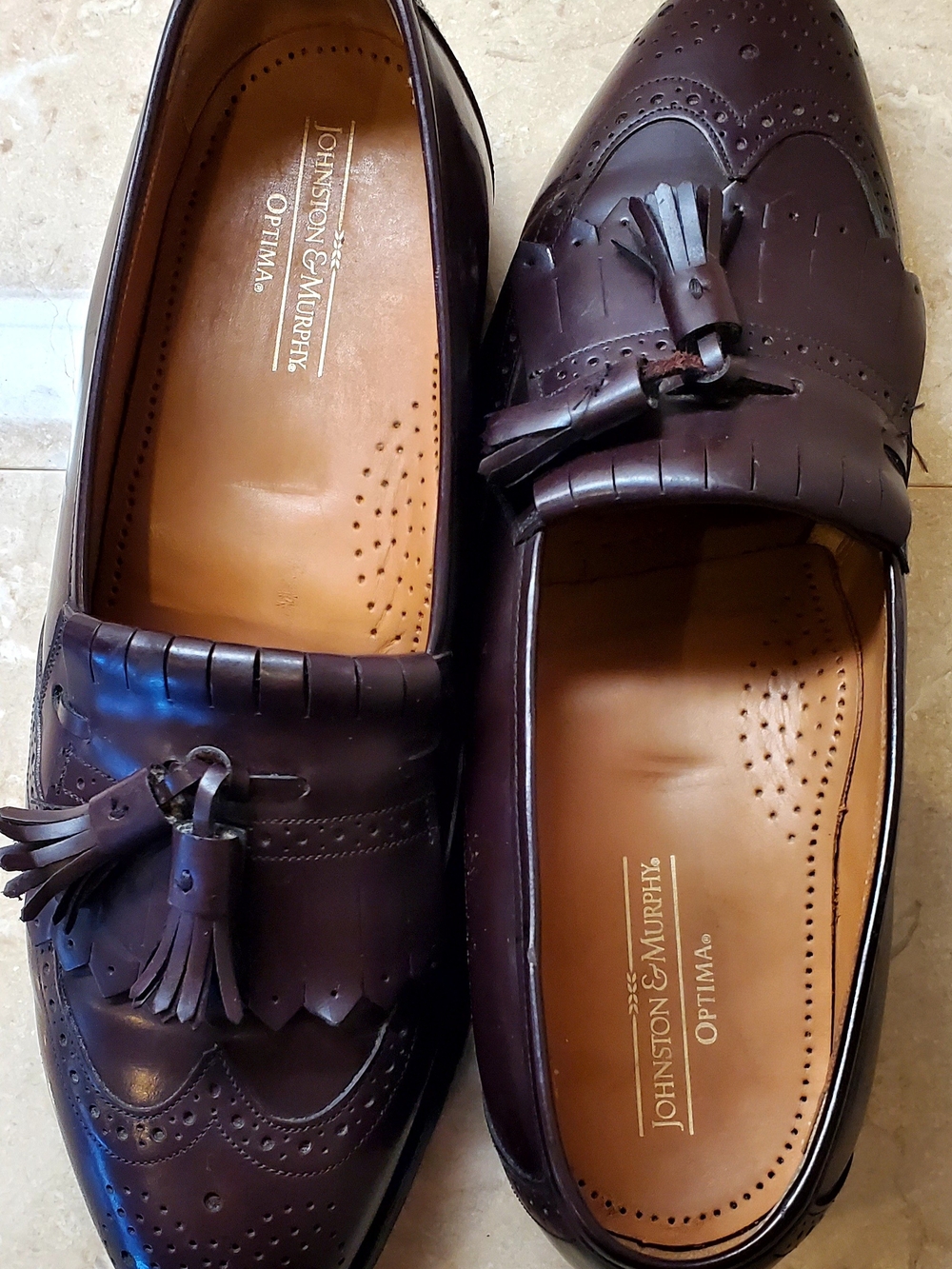 Johnston & Murphy Optima Men's Tassel Kiltie Loafers in Burgundy/Cordovan 10D - Picture 8 of 13
